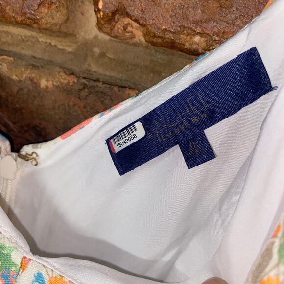 Rachel Roy White Floral Cold Shoulder Chiffon Midi Dress Women's Size 0 - Picture 6 of 7